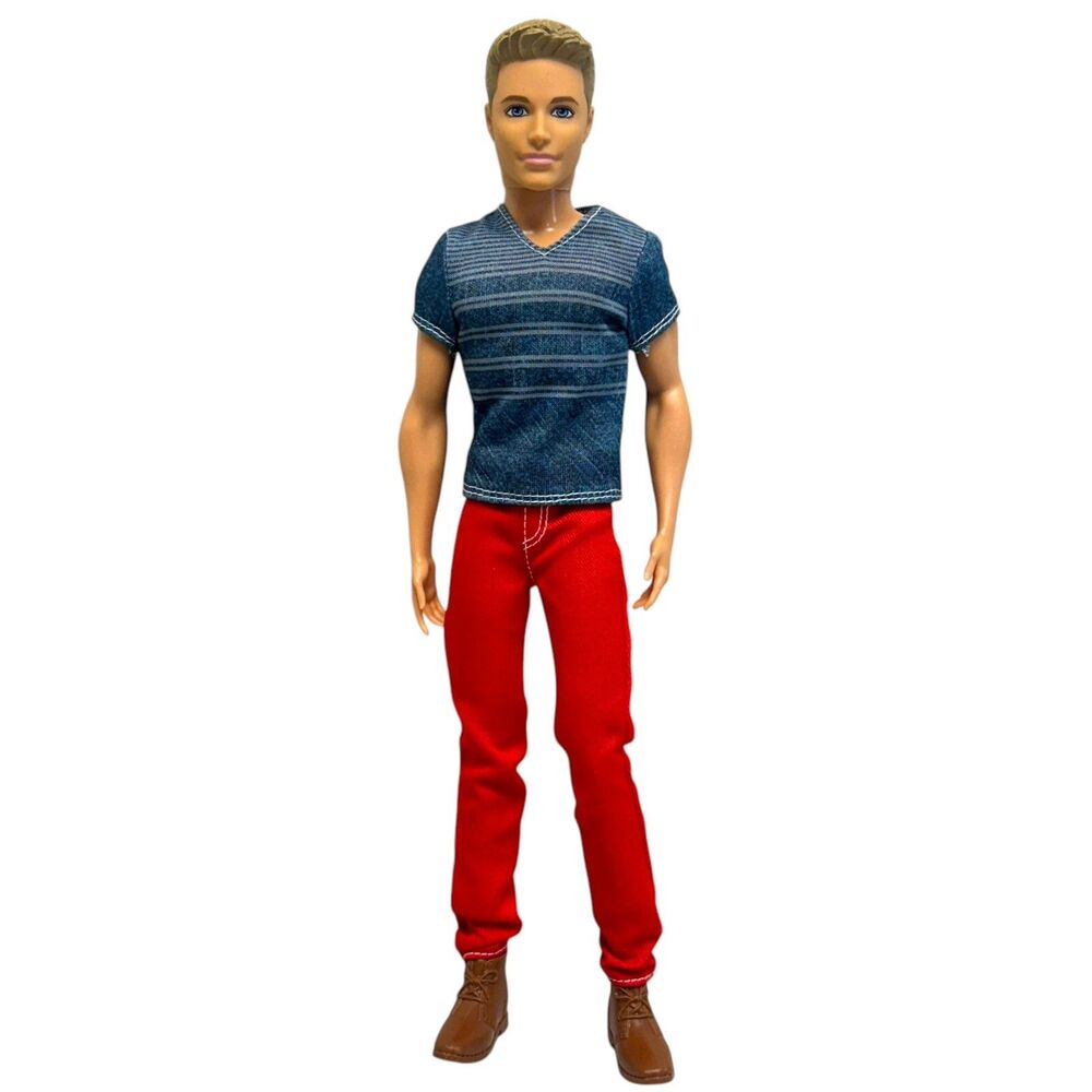 2012 Mattel Barbie Fashionistas Ken‎ Doll Blonde Blue Shirt Red Pants CFG19
